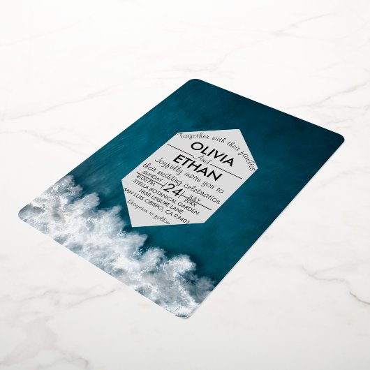 ネイビモダンス結婚フォイル招待状 箔招待状 (回転した状態)