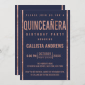 ネイビモダンバラ金ゴールドグリッターフレームキンセアニラ 招待状 (正面/裏面)