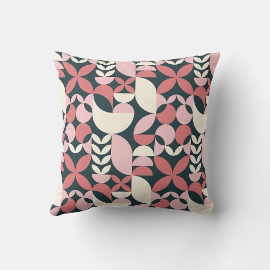 ネイビモダンピンク抽象芸術幾何学模様 クッション (裏面)