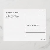 ネイビモダンーいかり航海のモノグラム日付を保存 箔招待状ポストカード (裏面)