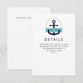 ネイビモダンーいかり航海のモノグラム結婚ズEncl エンクロージャーカード