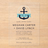 ネイビモダンーいかり航海のモノグラム結婚ズInvite アクリル招待状 (正面)