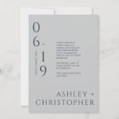 ネイビモダンーとグミニマルレイの分割日結婚付 招待状 (正面)