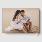 ネイビモダンーとゴールドフォイルのスクリプト写真結婚の ゲストブック (裏面)