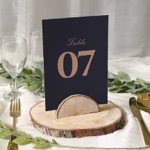 ネイビモダンーとバラの結婚金ゴールドのテーブル番号