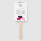 ネイビモダンーとピンクイチョウ葉結婚式 プログラム ハンドファン (裏面)