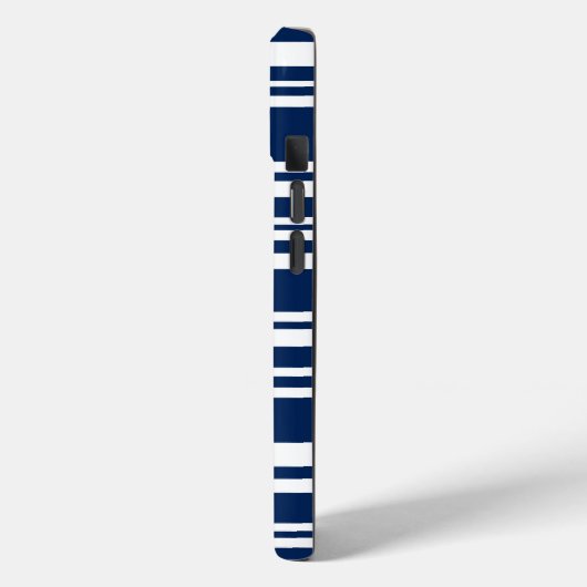 ネイビモダンーとホワイトの混合ストライプ Case-Mate iPhoneケース (裏面 / 左)