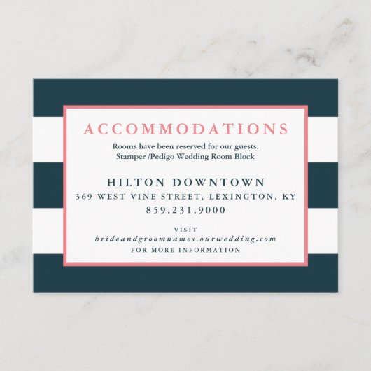 ネイビモダンーとホワイトストライプズ結婚アコモデーション エンクロージャーカード (正面)