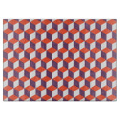 ネイビモダンーと赤の3dキューブパターン カッティングボード (正面)