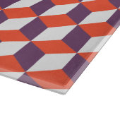 ネイビモダンーと赤の3dキューブパターン カッティングボード (角)