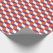 ネイビモダンーと赤の3dキューブパターン ラッピングペーパー (角)