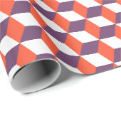 ネイビモダンーと赤の3dキューブパターン ラッピングペーパー (ロールコーナー)