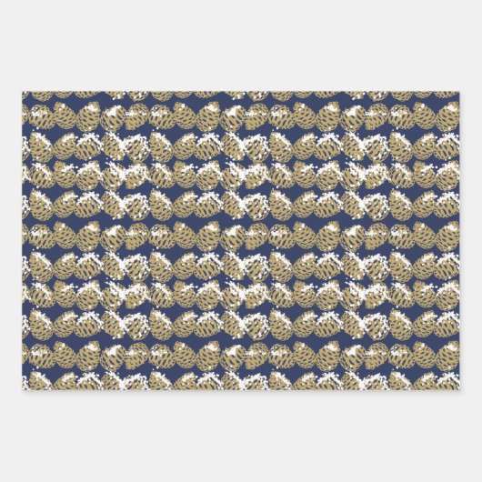 ネイビモダンーと金ゴールドレッド(鳥)ショウジョウコウカンチョウ冬クリスマス ラッピングペーパーシート (正面2)