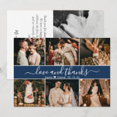 ネイビモダンーエレガントタイポグラフィ6 Photo Collage サンキューカード (正面/裏面)