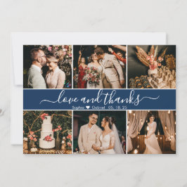 ネイビモダンーエレガントタイポグラフィ6 Photo Collage サンキューカード