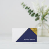 ネイビモダンーエレガントフェイク金ゴールド輝く幾何学的 名刺 (スタンド正面)