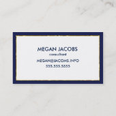 ネイビモダンーエレガントフェイク金ゴールド輝く幾何学的 名刺 (裏面)