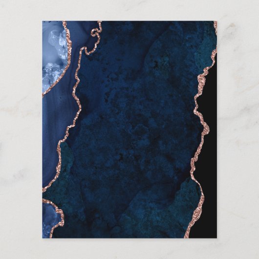 ネイビモダンーエレガントブルーとバラの金ゴールド結婚ズ (裏面)