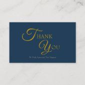 ネイビモダンーエレガントブルーと金ゴールドサンキューカード 名刺 (正面)