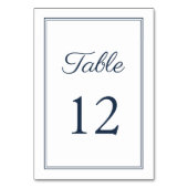 ネイビモダンーエレガントブルーのスクリプ結婚ト テーブルナンバー (正面)