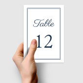 ネイビモダンーエレガントブルーのスクリプ結婚ト テーブルナンバー