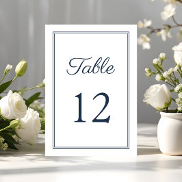 ネイビモダンーエレガントブルーのスクリプ結婚ト テーブルナンバー