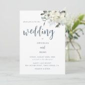 ネイビモダンーエレガントブルーアイボリー結婚フローラ 招待状 (スタンド正面)