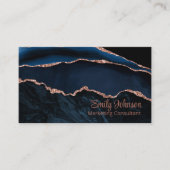 ネイビモダンーエレガントブルーアゲートバラ金ゴールドグリッター 名刺 (正面)