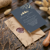 ネイビモダンーエレガントブルーウェディングレセプション 招待状