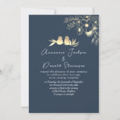 ネイビモダンーエレガントブルーウェディングレセプション 招待状 (正面)