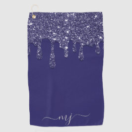 ネイビモダンーエレガントブルーグリッタードリップ ゴルフタオル