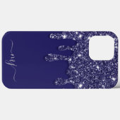 ネイビモダンーエレガントブルーグリッタードリップ Case-Mate iPhoneケース (裏面 (横))