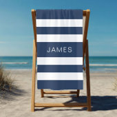 ネイビモダンーエレガントブルーストライプのパターン名 ビーチタオル