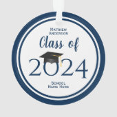 ネイビモダンーエレガントブルータイポグラフィ卒業 オーナメント (裏面)