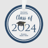 ネイビモダンーエレガントブルータイポグラフィ卒業 オーナメント (正面)