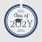 ネイビモダンーエレガントブルータイポグラフィ卒業 オーナメント (裏面)