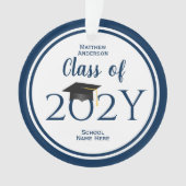 ネイビモダンーエレガントブルータイポグラフィ卒業 オーナメント (正面)