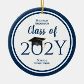 ネイビモダンーエレガントブルータイポグラフィ卒業 セラミックオーナメント (正面)