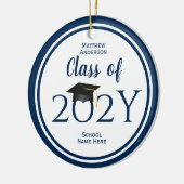 ネイビモダンーエレガントブルータイポグラフィ卒業 セラミックオーナメント (左)