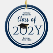 ネイビモダンーエレガントブルータイポグラフィ卒業 セラミックオーナメント (裏面)