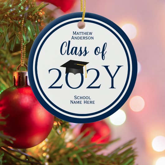 ネイビモダンーエレガントブルータイポグラフィ卒業 セラミックオーナメント