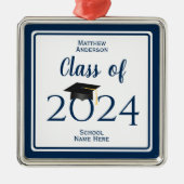 ネイビモダンーエレガントブルータイポグラフィ卒業 メタルオーナメント (正面)