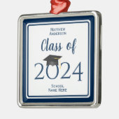 ネイビモダンーエレガントブルータイポグラフィ卒業 メタルオーナメント (左)