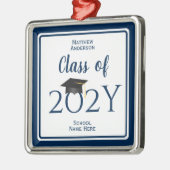 ネイビモダンーエレガントブルータイポグラフィ卒業 メタルオーナメント (左)