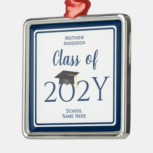 ネイビモダンーエレガントブルータイポグラフィ卒業 メタルオーナメント (左)