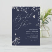 ネイビモダンーエレガントブルーボホフローラブライダルシャワー 招待状 (スタンド正面)