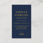 ネイビモダンーエレガントブルーミニマリスト2モノグラム 名刺 (裏面)