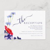 ネイビモダンーエレガントブルー夏フローラ結婚ズ エンクロージャーカード (正面)