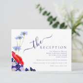 ネイビモダンーエレガントブルー夏フローラ結婚ズ エンクロージャーカード (スタンド正面)