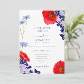 ネイビモダンーエレガントブルー夏フローラ結婚ズ 招待状 (スタンド正面)